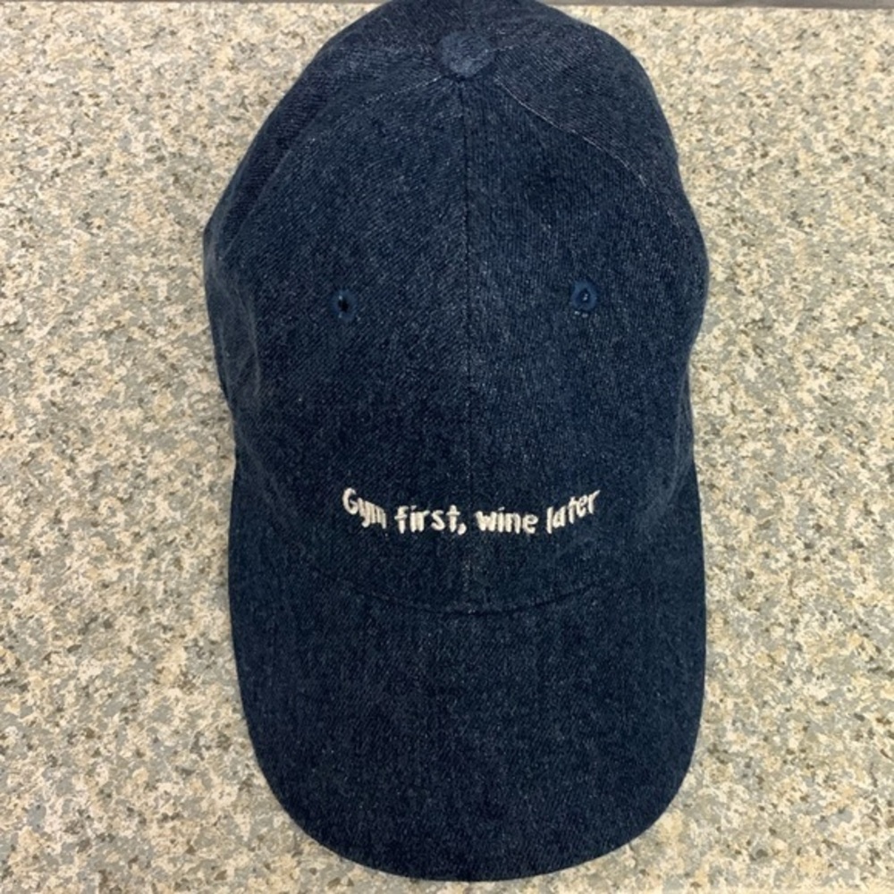 Gym First, Wine Later Jean Demin Cap Baller Baseball Hat